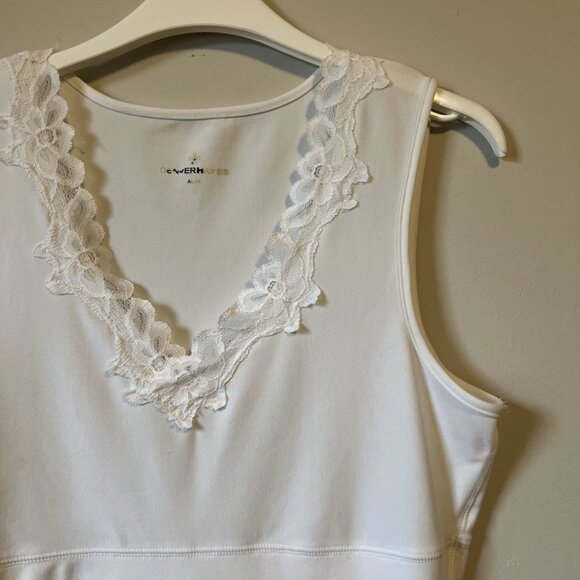 Y2K White Witchy Lacy V-Neck High Waist Bodycon Tank - Picture 5 of 14